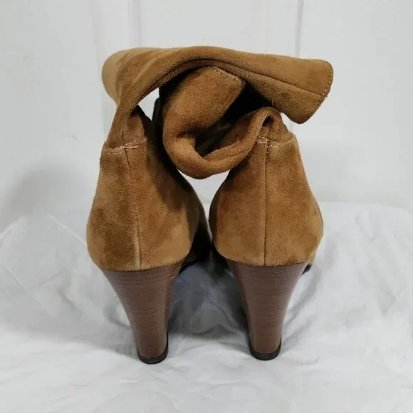L.K Bennet London Zia Caramel Suede Leather Wedge Heel Ankle Boots Women's 9 - Picture 8 of 9